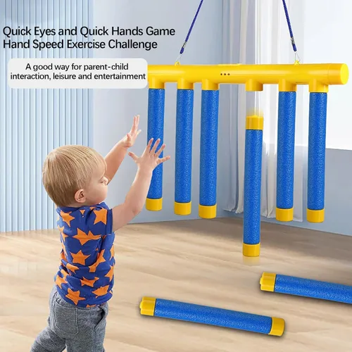 Vista 5 de RVOGJP Reflex Drop Sticks Challenge Game - Juguete de entrenamiento de coordinación ojo-mano, 3 modos de velocidad ajustables, juguete