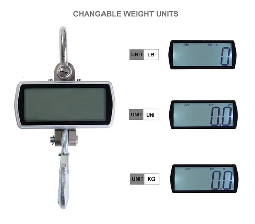 Vista 2 de VisionTechShop Báscula digital de grúa, VTS-CD 2000lb 2,204.6 lbs Escala colgante compacta resistente Pantalla LCD de tecla táctil para fábrica