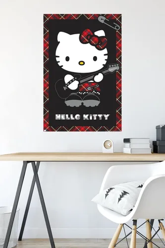 Vista 4 de Hello Kitty: 22 Póster de pared rojo punk, 34 pulgadas de largo x 22.4 pulgadas de ancho, versión sin marco