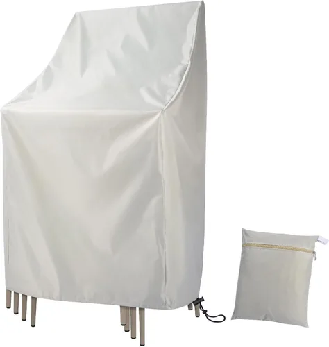 Vista 8 de Funda para Silla Apilable de Exterior Impermeable, Uranshin Fundas para Muebles de Patio Exterior Sillas Apiladas 210D, Fundas para Sillas