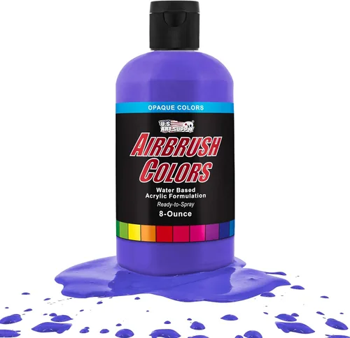 Vista 54 de U.S. Art Supply Pintura acrílica opaca para aerógrafo color azul aguamarina, botella de 1 onza, colores a base de agua no tóxicos de grado