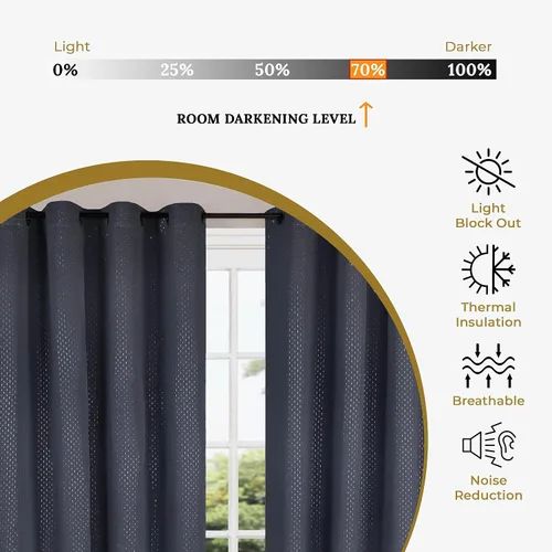 Vista 3 de BNM - Paneles de cortinas opacas para oscurecer la habitación con 6 ojales, cortinas perfectas para ventanas de cocina, dormitorio o sala de estar