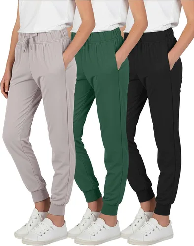 Vista 9 de Real Essentials 3 Pack: Pantalones deportivos suaves para niñas, para descansar, de rendimiento atlético, casuales (Edad 7-16)