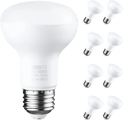 Vista 15 de TORCHSTAR Paquete de 8 bombillas LED BR20, luz de inundación para interiores R20, regulable, 7.5 W (50 W equivalente), UL y Energy Star, 3000 K