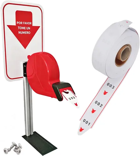 Vista 7 de Dispensador de boletos con sistema de toma de números de 2 dígitos con soporte de mostrador y 1 rollo de boletos de cola de 2000 boletos