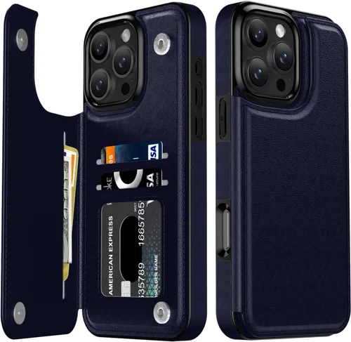 Vista 258 de LETO para iPhone 15 Pro Funda tipo cartera - Tapa tipo folio con patada - Diseños de moda - Tarjetero - Funda protectora para mujeres y niñas - 6.1