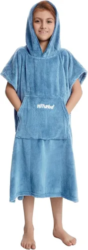 Vista 2 de Hiturbo Toalla de cambio de toalla para niños: toallas de baño de felpa suave, sudadera con capucha cálida de forro polar coral, poncho de surf