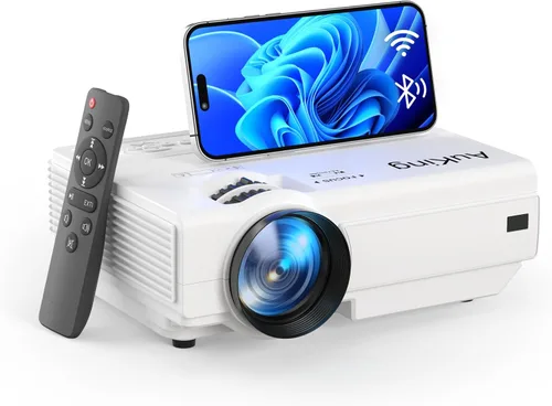 Vista 9 de [Aplicaciones integradas y enfoque automático/Keystone] Proyector inteligente con WiFi y Bluetooth, AuKing 800 ANSI 4K compatible con teléfono