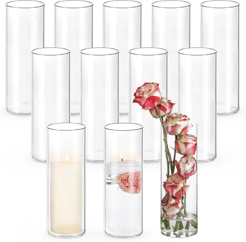 Vista 14 de UPBUD Jarrones Cilíndricos de Vidrio Pequeños de 4 Pulgadas para Centros de Mesa 12 piezas Jarrón de Flores Transparente para Decoraciones