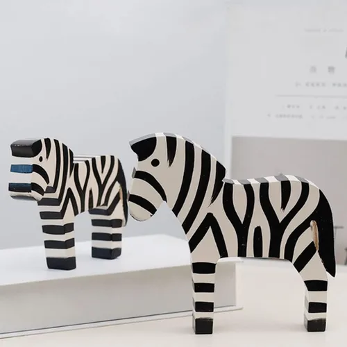 Vista 6 de Feng Chino Shui Estatua Escultura Estilo Nórdico Madera Cebra Escritorio Decoración Creativa Animal Madera Tallado Decoración del Hogar Regalo