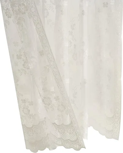 Vista 4 de Loft Living Melody Panel de cortina de encaje jacquard para ventana, 56 x 72 pulgadas, cáscara de huevo