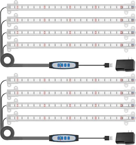 Vista 8 de Wiaxulay Luces de cultivo para plantas de interior de espectro completo, 120 luces LED de cultivo de plantas con temporizador de encendido/apagado