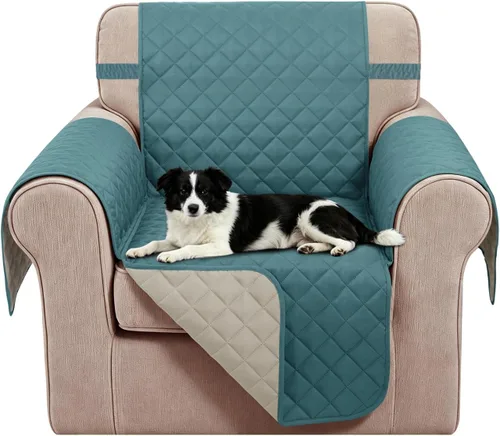 Vista 35 de Fundas para Silla Reclinable Reversibles Funda de Sofá para Mascotas Protector de Muebles Lazy Boy (Silla 23'', Beige/Beige)