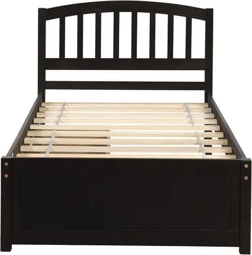 Vista 5 de Harper & Bright Designs Cama de almacenamiento de madera con dos cajones y cabecera, color espresso
