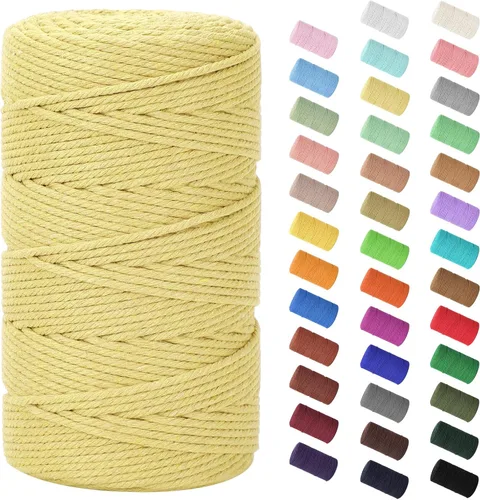 Vista 60 de Cuerda de macramé de 0.079 in x 220 yardas (656 pies), cuerda de algodón natural para colgar en la pared, ganchos de plantas, manualidades Verde