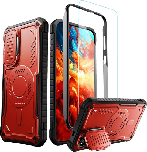 Vista 8 de ExoGuard Funda para Samsung Galaxy S24 con protector de pantalla, funda protectora de goma de cuerpo completo con cubierta de cámara y función atril