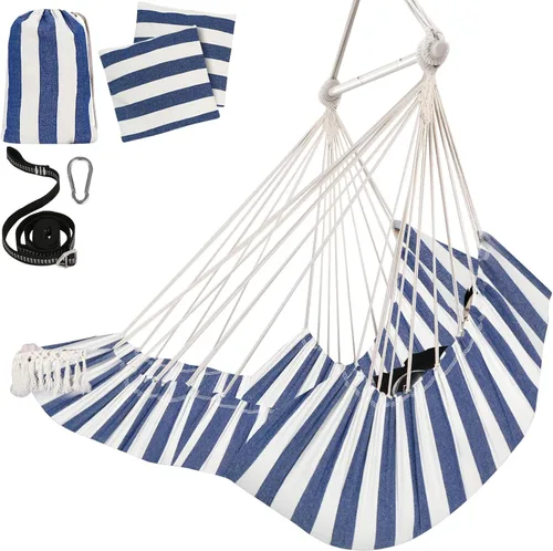 Vista 9 de Chihee Silla hamaca colgante con reposapiés, 2 cojines, máximo 500 libras, barra separadora de metal resistente, plegable, fácil almacenamiento