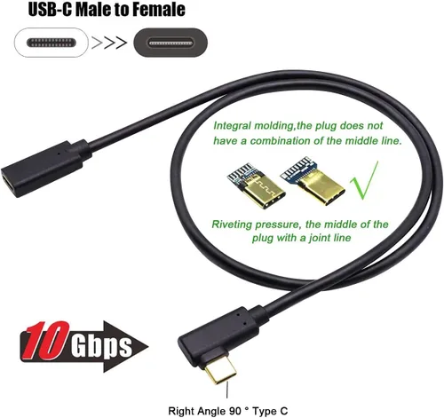 Vista 2 de QiCheng&LYS Cable de extensión USB C tipo C macho a hembra Thunderbolt 3 Cable de extensión USB 3.1 (10 Gbps) de carga/sincronización/video/audio 4K