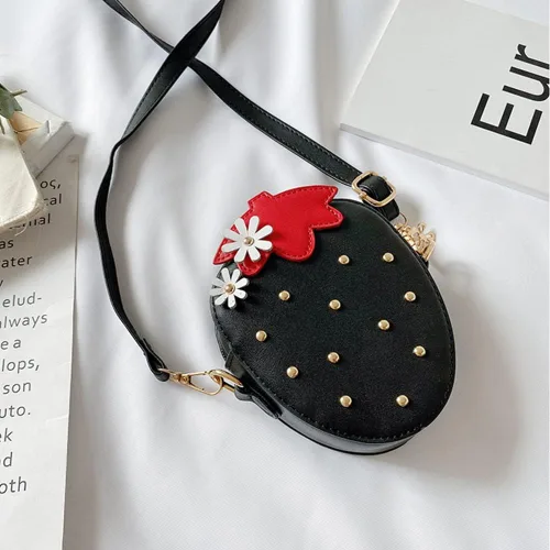 Vista 4 de RONGTENG Strawberry Shape Purse with Rivets Shoulder Crossbody Bag Handbag Clutch Fruit Shaped Wallet