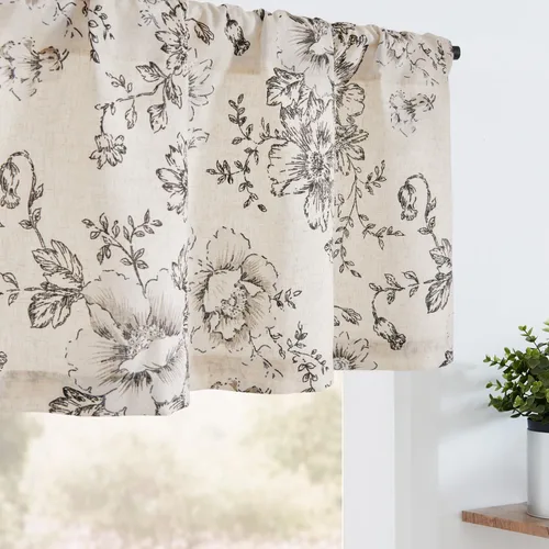 Vista 16 de jinchan - Cenefa de lino con borde de encaje, cenefa rústica de estilo granja para ventana de 16 pulgadas, tratamiento para ventana pequeña