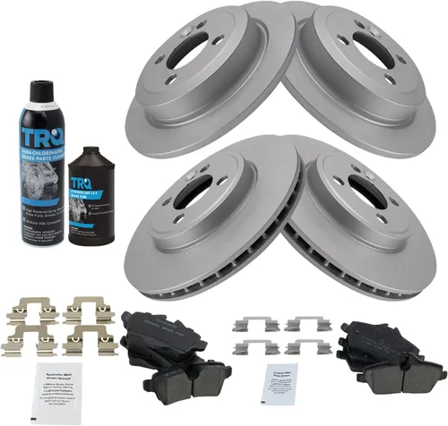 Vista 2 de TRQ Kit de pastillas de freno delanteras y traseras y rotores Kit de productos químicos de freno, pastillas de freno Rotor de freno Cerámica Premium