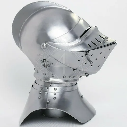 Vista 6 de ANTIQUECOLLECTION Torneo Medieval Margrave Cerrar Casco Plata, plateado