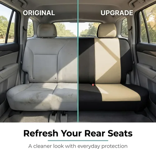 Vista 6 de FH Group Funda para Asiento de Coche para Asiento Trasero de Tela - Ajuste Universal para Coches con Banco Sólido, Protector de Asiento de Coche
