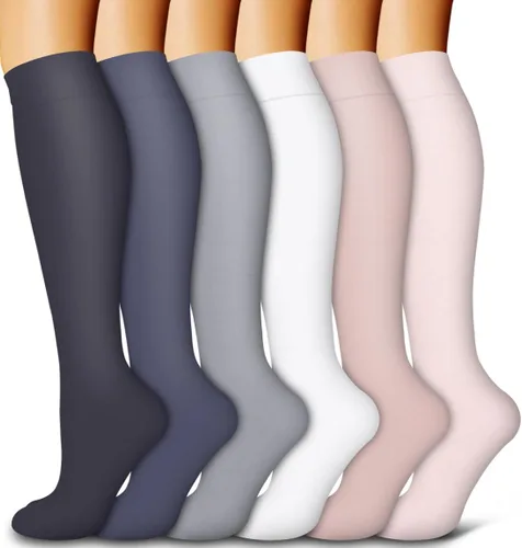 Vista 20 de Bluemaple Paquete de 6 calcetines de compresión de cobre para mujeres y hombres, el mejor apoyo para médicos, correr, enfermería, atletismo