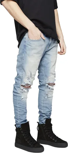 Vista 4 de LONGBIDA - Jeans para hombre, de tiro ajustado, con roto y desgastados