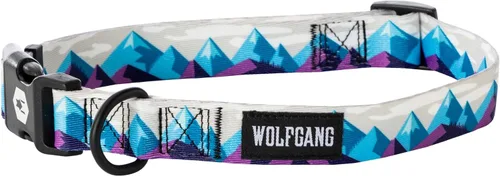 Vista 18 de Wolfgang - Collar de perro resistente y ajustable con hebilla de nailon de liberación rápida para caminar y entrenar, estampado BrookTrout, talla S