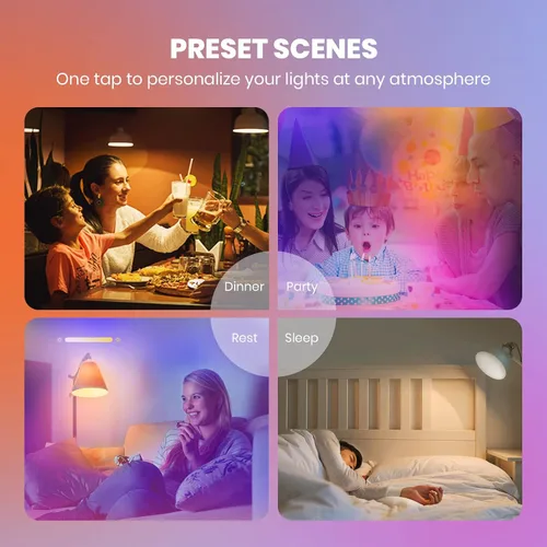 Vista 6 de Broadlink FastCon - Kit de iluminación de bombillas inteligentes con Bombillas A19 E26 de 9 W, que cambian de color, sincronización de música