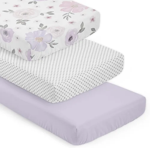 Vista 11 de Sweet Jojo Designs Sábanas ajustables para cuna de bebé (morado sólido) para niñas, guardería infantil, habitación de niños pequeños