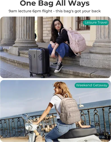 Vista 8 de BAGSMART Mochila de viaje para mujer, mochila universitaria para laptop de Negro