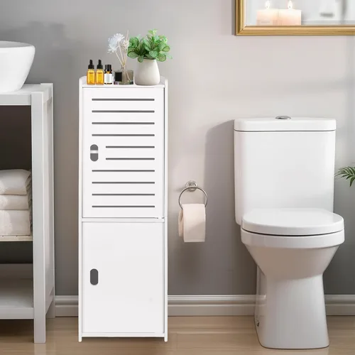 Vista 11 de ShellKingdom Toilet Paper Holder Stand, Bathroom Storage Cabinet with Doors