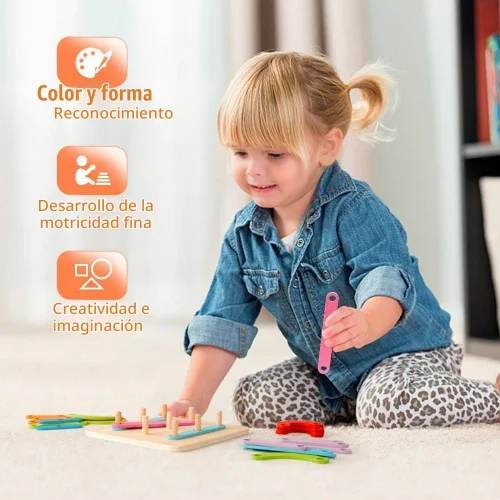 Vista 7 de Coogam Rompecabezas de madera con números y letras de construcción, bloques de apilamiento educativo, juego de juguetes con forma clasificadora