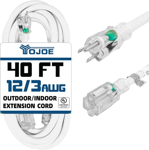 Vista 21 de YOJOE Extensión de cable para interiores y exteriores con extremo iluminado, cable resistente de 3 puntas 15A a prueba de inclemencias del tiempo