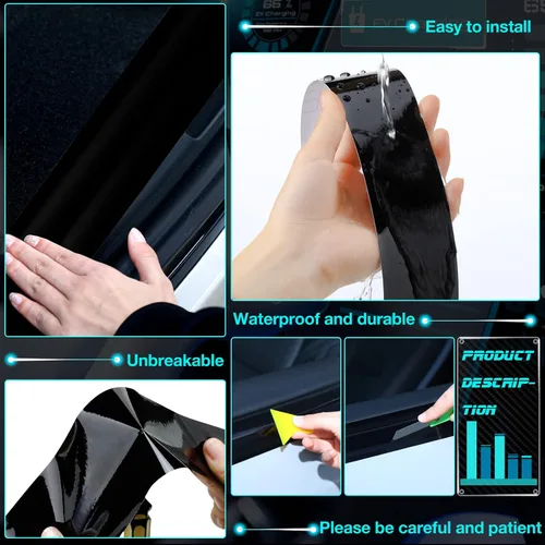 Vista 3 de Marsui 3 rollos de envoltura de vinilo de 66 pies para automóvil, protector de entrada de puerta automotriz, protector reflectante para umbral
