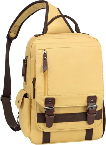 Vista 15 de Mygreen bolsa cruzada de lona, mochila de viaje Verde militar