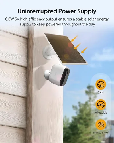 Vista 4 de Paquete de 2 cargadores de paneles solares Ring, paneles solares de 6.5W para cámara de seguridad, cargador de panel solar impermeable con puerto