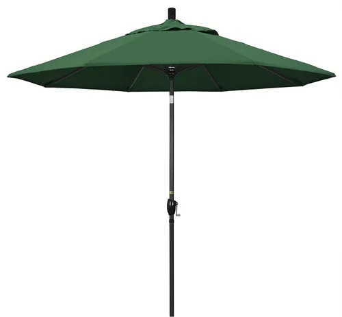 Vista 22 de California Umbrella Paraguas redondo de aluminio de 9 pies, manivela elevadora, botón de inclinación, poste negro, olefina beige antiguo