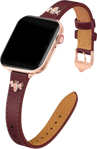 Vista 19 de JR.DM Correas de cuero delgadas compatibles con Apple Watch Band 1.496 in 1.575 in 1.614 in 1.654 in 1.732 in 1.772 in 1.811 in 1.929 in, correa