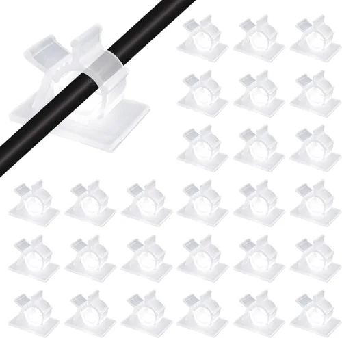 Vista 11 de Viaky 30 clips negros ajustables para cables, broches reutilizables autoadhesivos para fijación de cable de nylon, soporte de cable de nailon