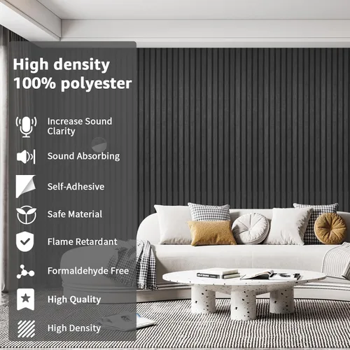 Vista 5 de Art3dwallpanels Paquete de 5 paneles acústicos, paneles de pared insonorizados de 48 x 24 x 0.71 pulgadas, autoadhesivos de alta densidad que