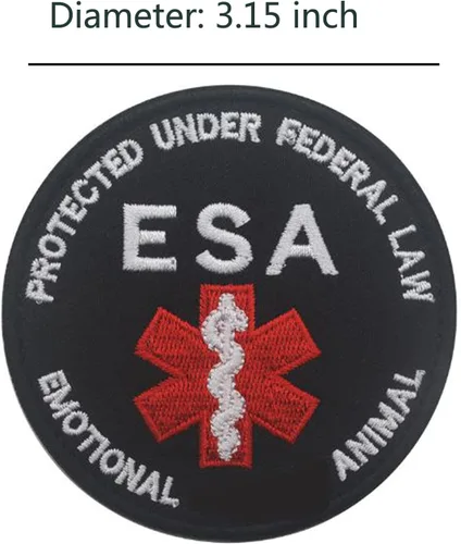 Vista 2 de Parches de moral militar, protegidos bajo la ley federal de la ESA Apoyo Emocional Insignias de animales Emblema táctico de gancho y lazo