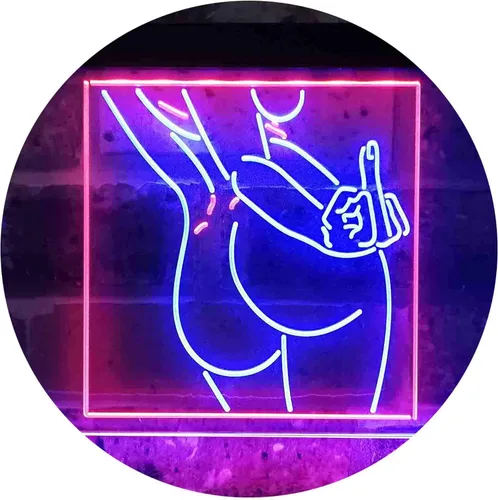 Vista 12 de ADVPRO Bad Bitch Middle Finger FXXK Girl Room - Letrero de neón LED de doble color, azul y rojo, 12 x 8 pulgadas st6s32-i3799-br