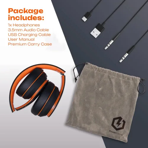Vista 8 de PowerLocus - Auriculares inalámbricos Bluetooth, auriculares sobre la oreja con micrófono, 50 horas de reproducción, sonido estéreo HiFi, graves