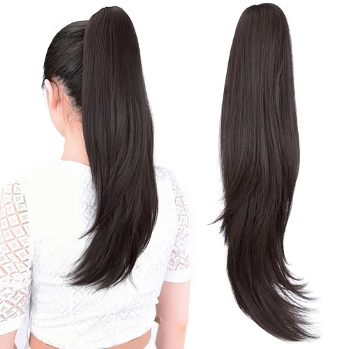 Vista 32 de extensión de cola de caballo, extensión de pelo con pinza de 12" cola de caballo rizada corta Extensión de pelo sintético de aspecto natural
