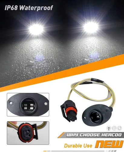 Vista 4 de HERCOO Luz LED para Placa de Matrícula, Lámpara de Etiqueta, Luces Traseras, Enchufe Pigtail, Conjunto de Enchufes de Arnés de Cables Compatible