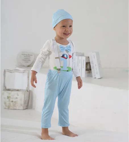 Vista 2 de Traje de primer cumpleaños para bebé niño niño de un año de edad, traje de niño con agujero en una sola ropa