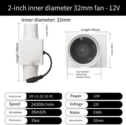 Vista 6 de Extractor de baño sin escobillas de 12 V con funcionamiento silencioso (1.260 in)